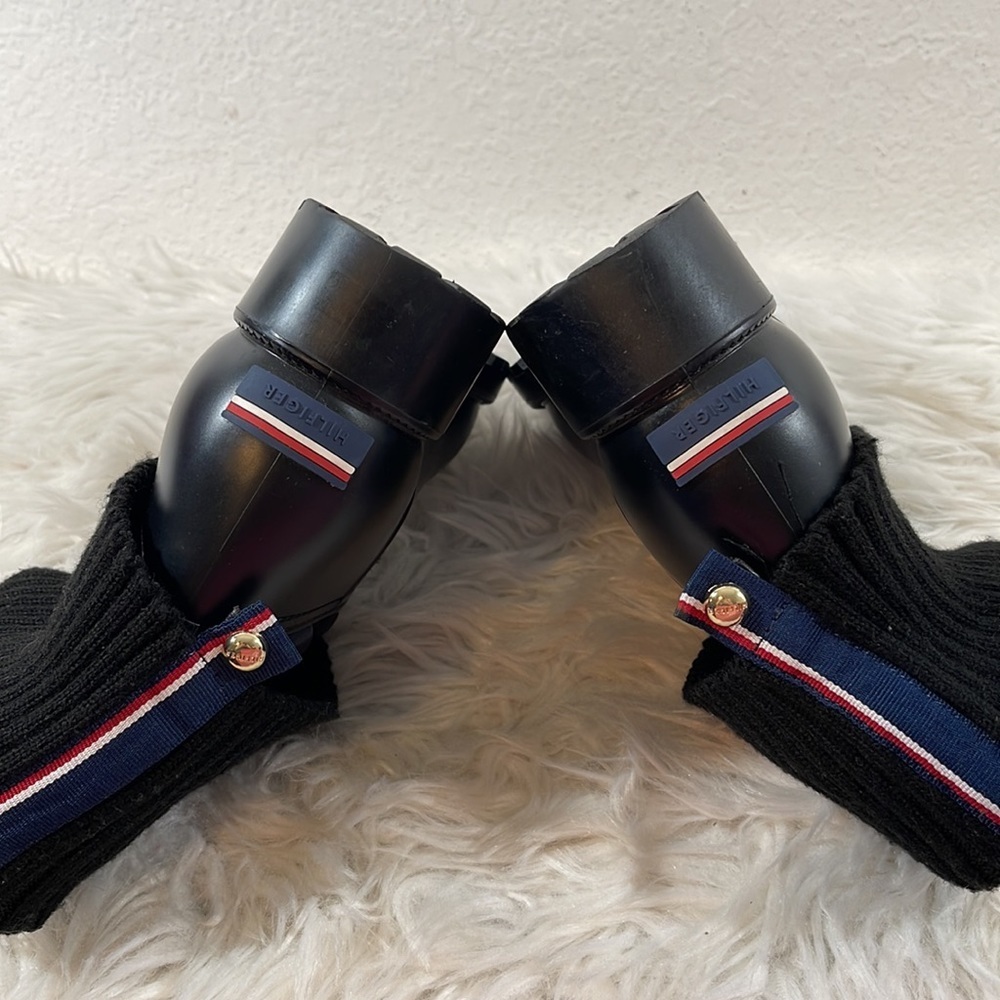 TOMMY HILFIGER TWSILVINA Rubber & Knit Cuff Lined Winter Black Rain Boots Size 9 - Picture 8 of 13
